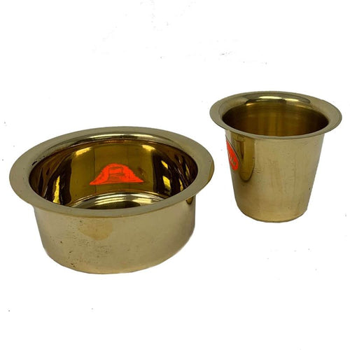 Madras Filter Coffee Dabra /Brass Mirror Finish/ Glass & Katori - 3 Oz