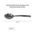 Stainless steel spoon scooping rice from a bowl