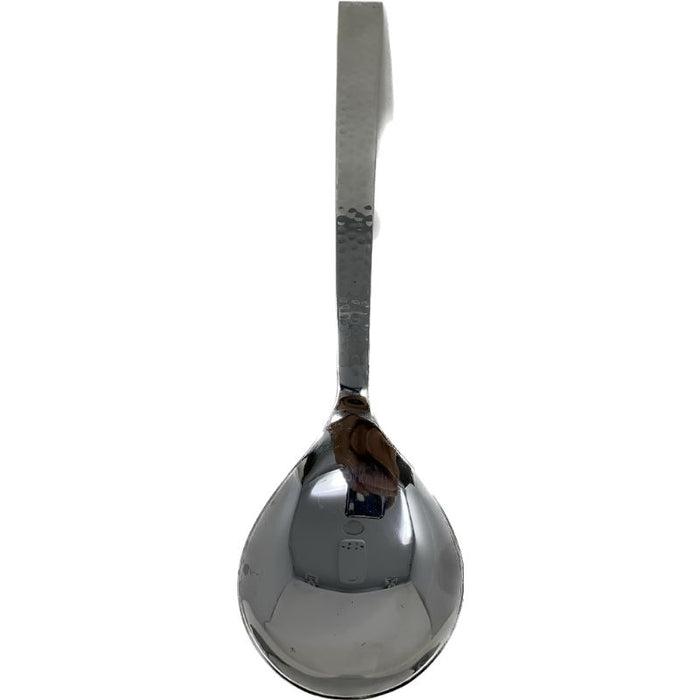 Stainless Steel Round Serving Spoon With Hammered Design Handles 10"