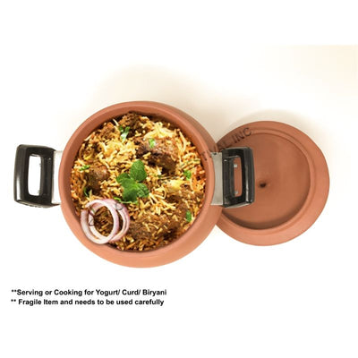 Earthenware : Terracotta/ Mitti/ Clay Handi For Serving Food/Biryani/Cooking/Curd Making 2.5 L (84 oz)