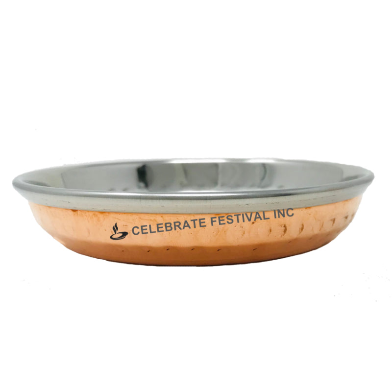 Hammered Copper Halwa Plate with Stainless Steel Interior