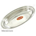 Elegant oval copper dish with mirror-polished stainless steel interior for stylish food presentation.

