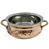 Hand-Hammered Copper & Stainless Steel Handi Bowl with Brass Handle – Double Wall Traditional Indian Serveware