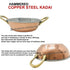 Premium hammered copper karahi bowl with stainless steel interior