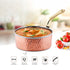 Traditional Indian copper serving pan with stainless steel lining and cool-touch brass handle