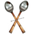 Mirror-polished stainless steel spoon head with bamboo design copper handle