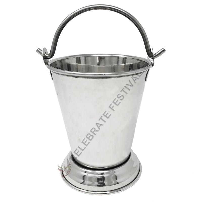 Hammered stainless steel gravy bucket balti with handle