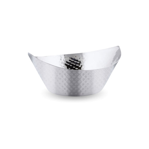 Stackable hammered steel serving bowls for buffet use