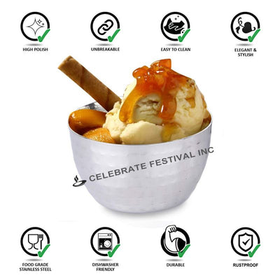 Stainless steel serveware bowls for rice, curries, or raita