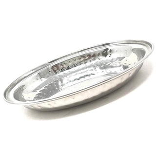 Stainless Steel Oval Entree Dish – Single Wall Hammered Design (Available in Multiple Sizes)