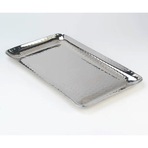 12-Inch Hammered Stainless Steel Rectangular Platter with elegant design