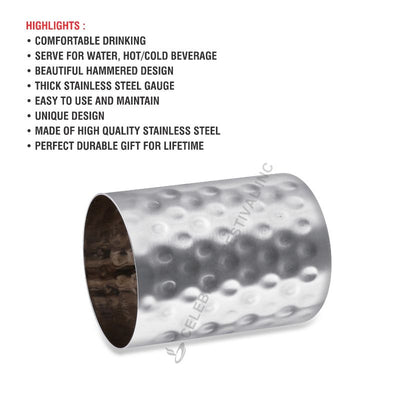 Durable 13oz Hammered Stainless Steel Glass for Hot or Cold Beverages
