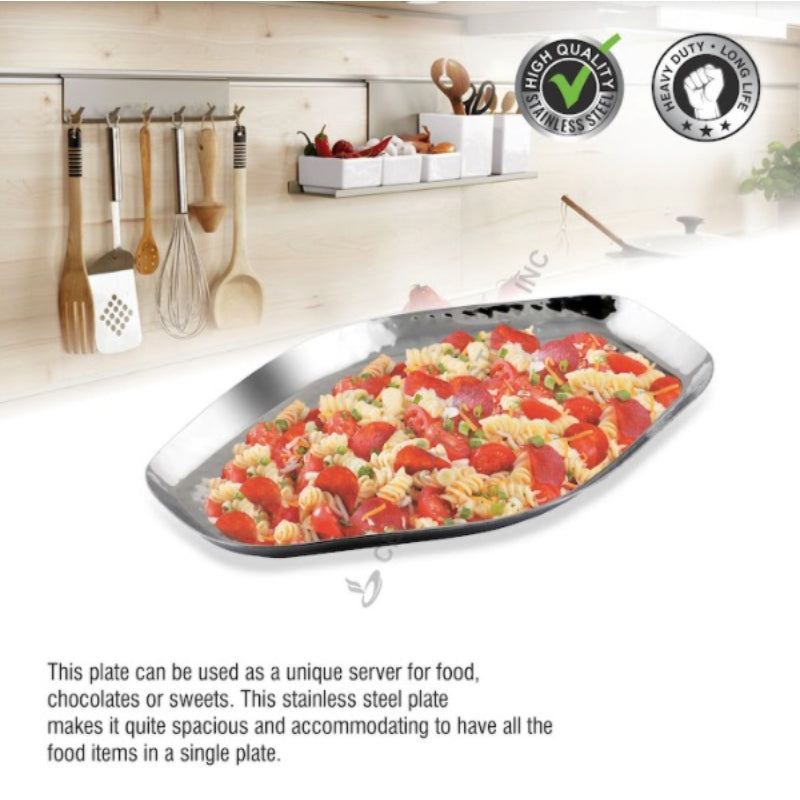 Hexagon hammered stainless steel platter for serving

