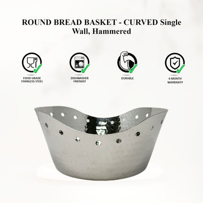 Curved single wall steel basket for fruits and snacks