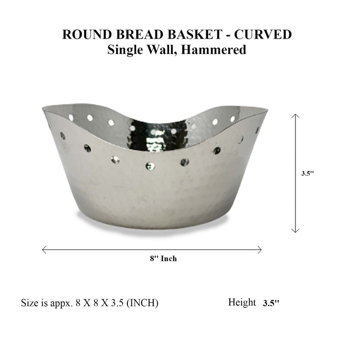 Round Bread Basket-Curved Single Wall, Hammered
