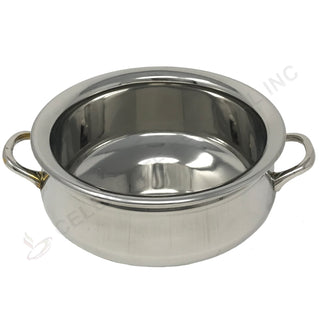 Glossy Mirror Finish Stainless Steel Handi with Handles – Traditional Double-Wall Serving Bowl