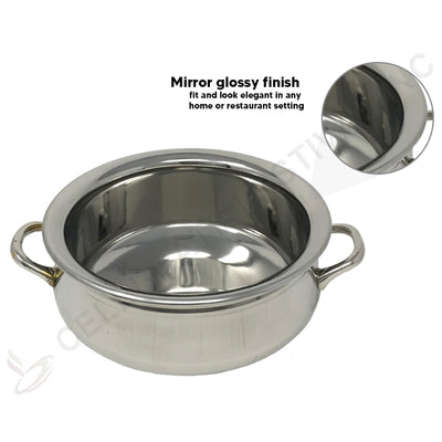 Traditional Indian serving handi with polished steel surface