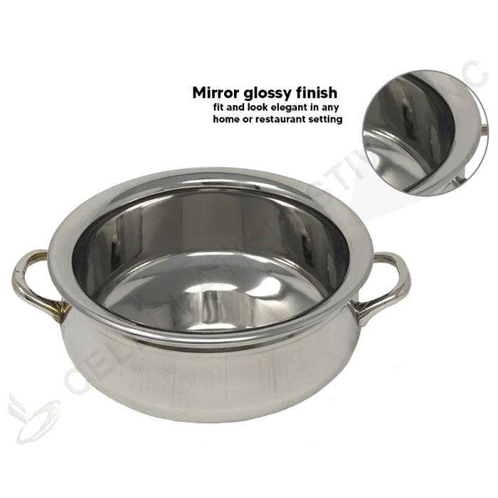 Stainless Steel Handi With Handle Glossy Mirror Finish