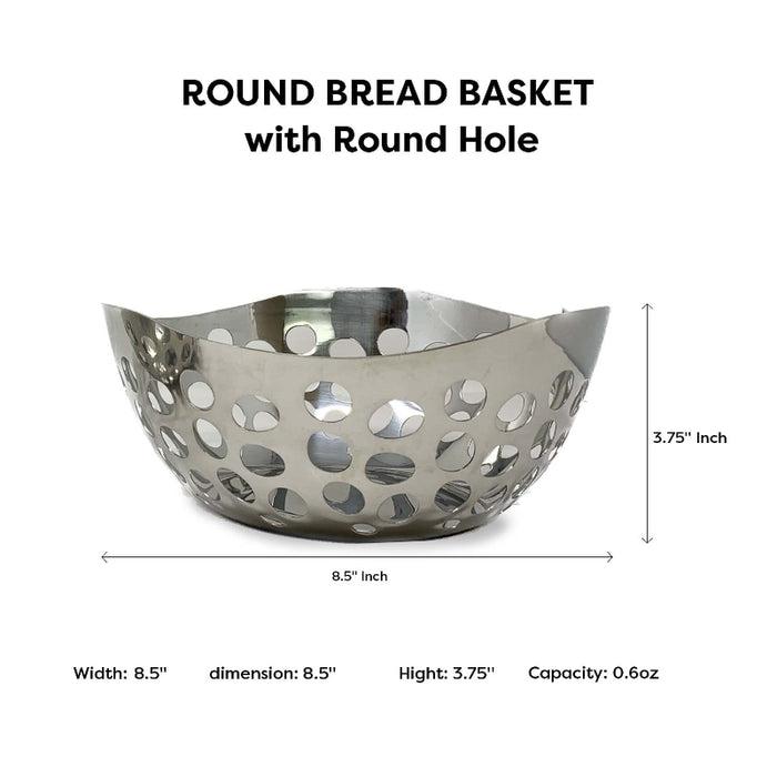 Round Bread Basket With Round Hole, Curved Design.