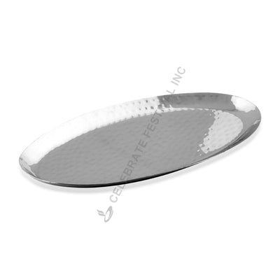 Restaurant-grade hammered stainless steel serving tray