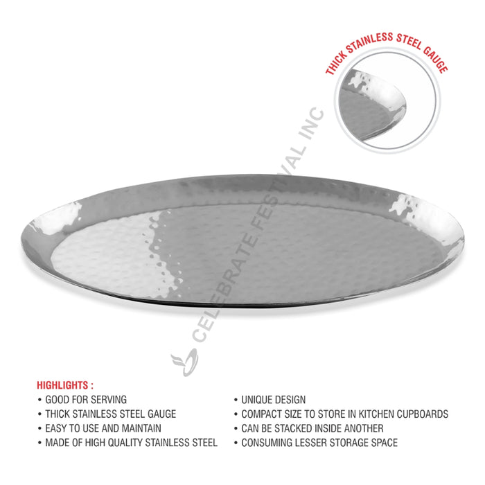 Stainless Steel Hammered Oval Platter Plate