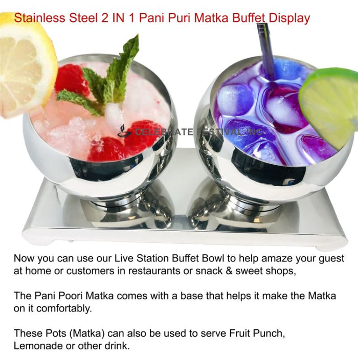 Stainless Steel Pani Puri Matka Buffet Display