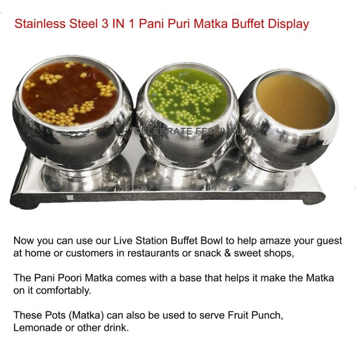 Stainless Steel Pani Puri Matka Buffet Display