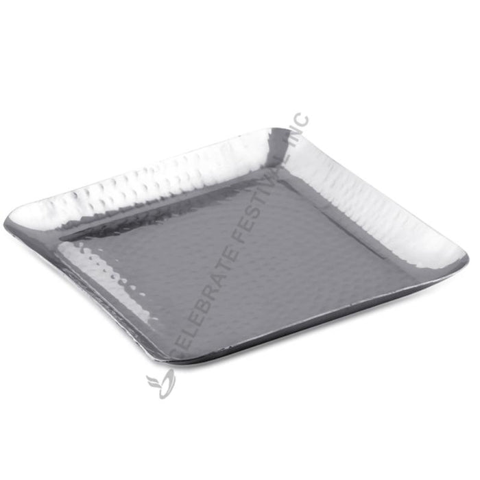 Stainless Steel Hammered Square Platter Plate