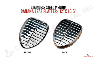 Stainless Steel Banana Leaf Platter – Elegant Serving Tray for Indian and International Cuisine