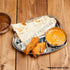 Stainless steel platter for serving South Indian food like dosas and curries