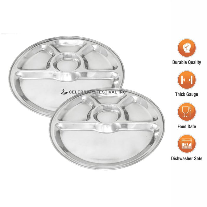 Stainless Steel Round Thali Mess Tray - 12.5"