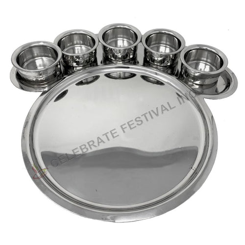 Peacock Thali (Plate) 16 inch (12.5" round + 3.5" extension for Bowl/ Katori)