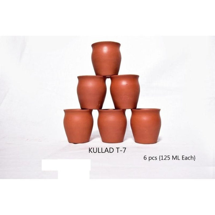Kullad: Natural Clay Tea Cup/Indian Traditional/Cup Set of 12 Kullads/ 4 Oz and 6 Oz Capacity (Design T-7),  Price per Dz