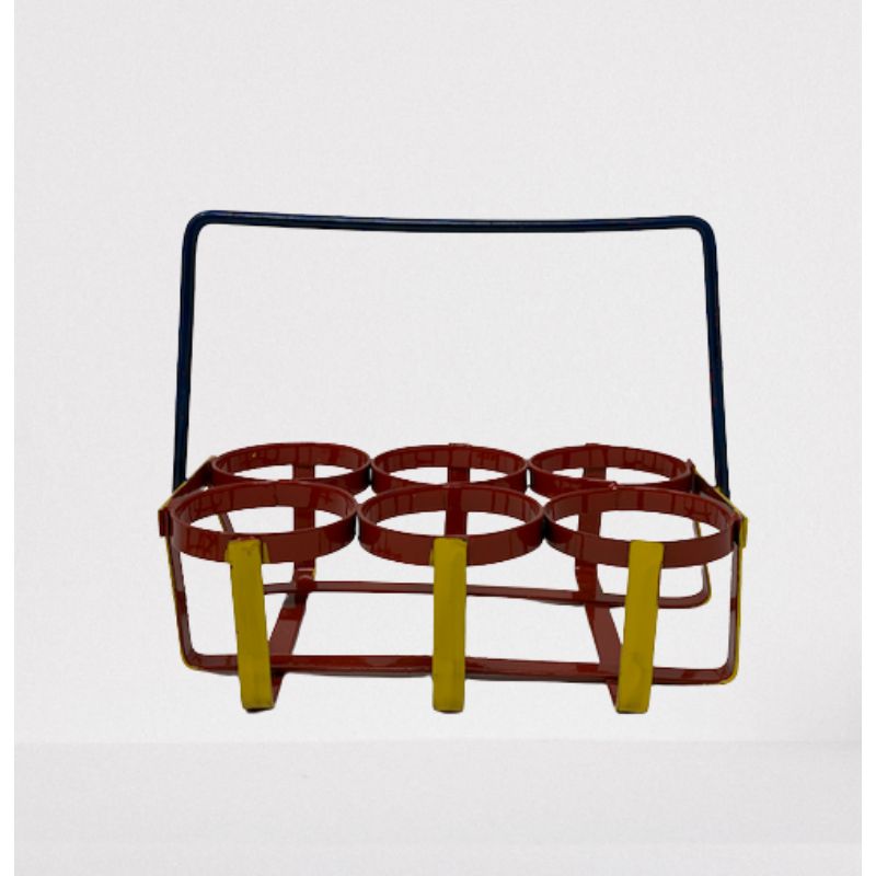 Red and Yellow Chai/Tea Glass Holder/stand for 6 glasses