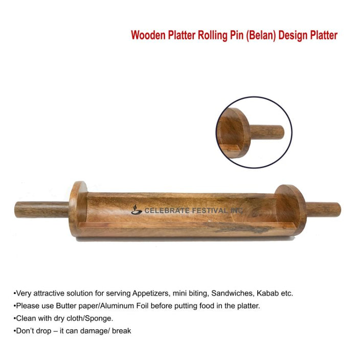 Appetizer Serving Elegant and Stylish Wooden Belan (Rolling Pin)