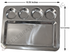 Stainless Steel Rectangular Dosa Mess Tray/ Thali with 4-Bowls and 1-compartment- 16"