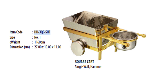 Two Tone Hammered Stainless Steel Platter Square Cart