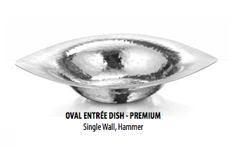 Premium hammered stainless steel oval serving dish 8 oz