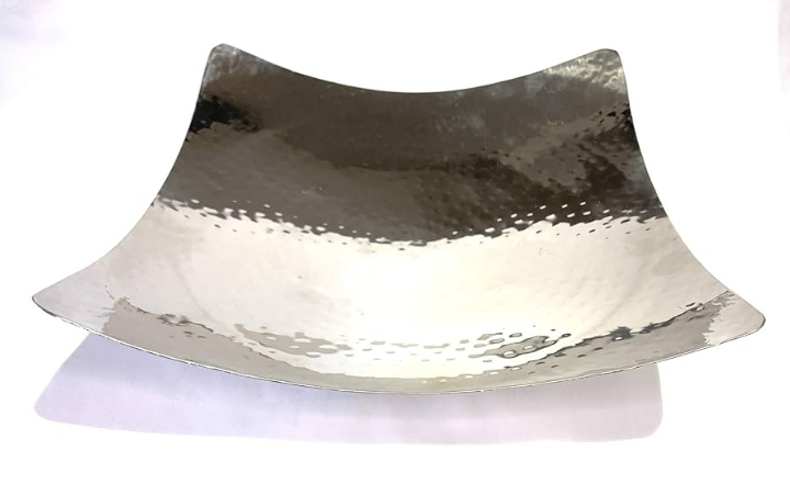 Stainless Steel Hammered Square Platter with legs (single wall)