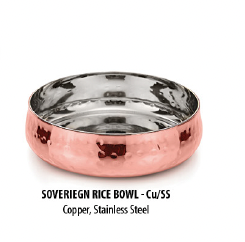 Elegant Copper and Brass Rice Bowl for Indian Cuisine and Dishes