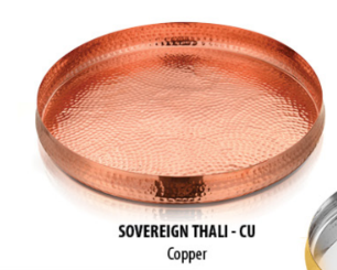 Pure Copper Hammered Sovereign Thali – 13" Serving Plate