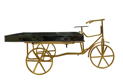 Large stainless steel food trolley with rectangle platter for events