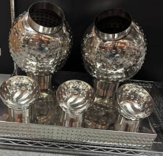 Stainless Steel Hammered Pani Puri 5 Bowl Set