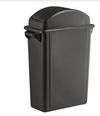 Lavex 16 Gallon Black Slim Rectangular Trash Can with Dome Swing Lid