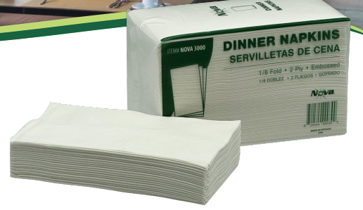 Nova 3000 Dinner Napkins 2-Ply White, 1/8 Fold, Disposable Paper Napkins (20 Packs/CASE)
