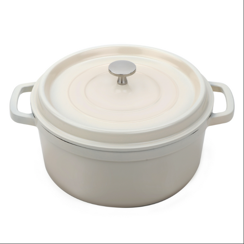G.E.T. Heiss 4.5 Qt. Cast Aluminum Round Dutch Oven with Lid – Antique White