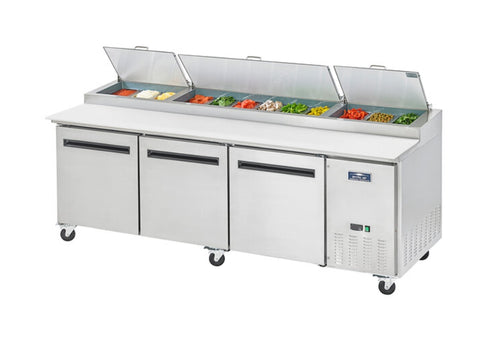 Arctic Air APP94R Pizza Prep Refrigerator 94" – 32 Cu. Ft. Three Door Commercial Pizza Prep Table