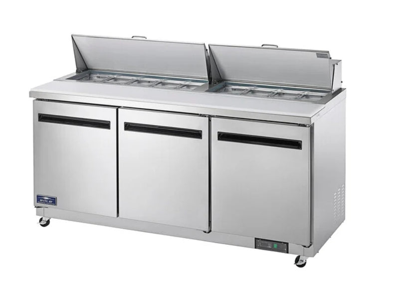 Arctic Air AMT72R Mega Top Sandwich Prep Table 72" – 18 Cu. Ft. 3 Door Commercial Refrigerated Prep Table