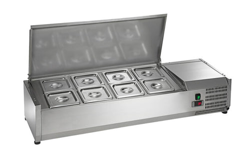 Arctic Air ACP48 Refrigerated Countertop Condiment Prep Station 48" – 8 Pan Commercial Prep Rail