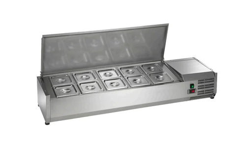 Arctic Air ACP55 Refrigerated Countertop Condiment Prep Station 55" – 10 Pan Commercial Prep Rail